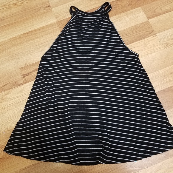 Black and White Stripes Loose Halter Top - Picture 1 of 5